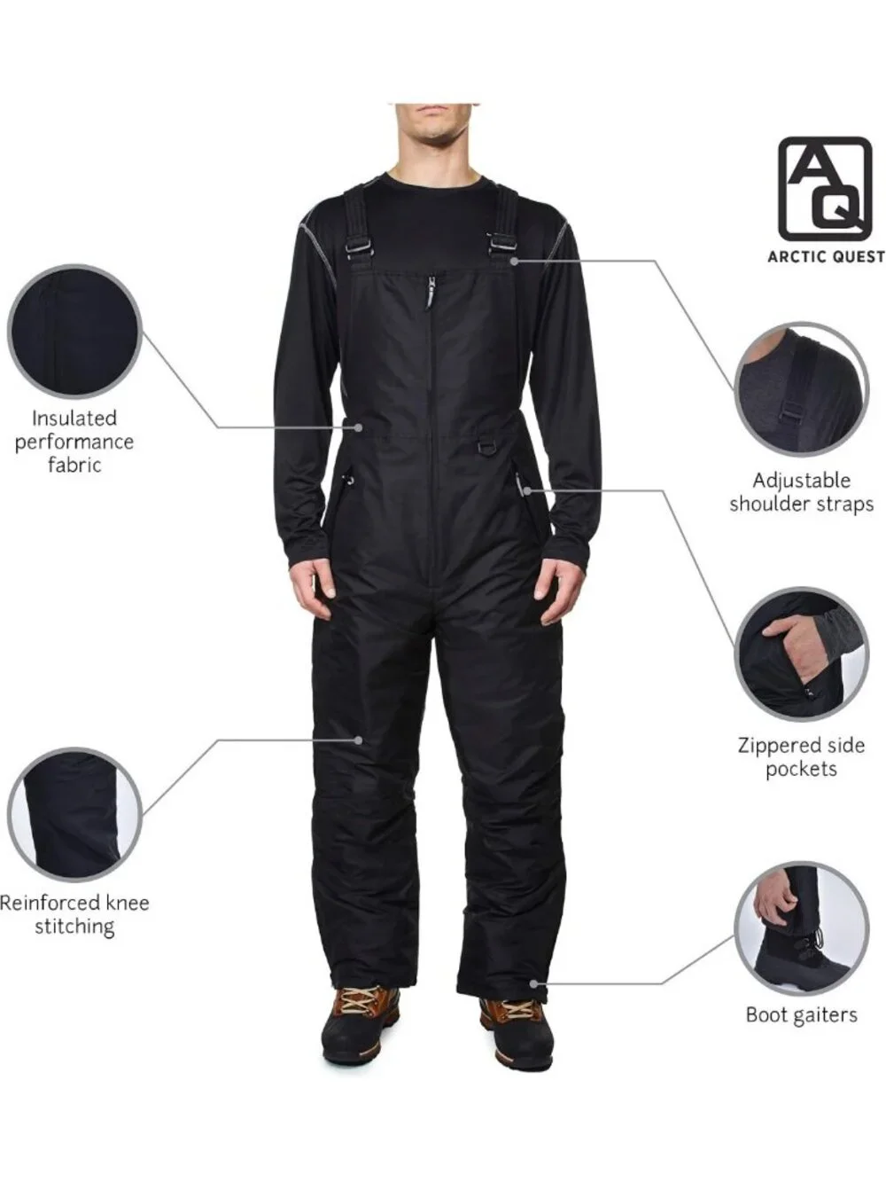 Men's Insulated Snow Bib Overalls - Waterproof, Warm, Winter Gear for Skiing